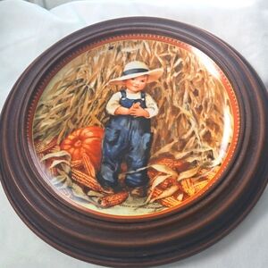 Knowles Collector Plate framed Thanksgiving childhood memories Fall Vintage